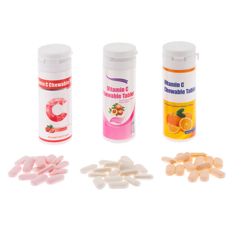 OEM 사설 레이블 피부 백제 면역 보충제 맞춤 비타민 C 100mg 500mg 씹을 수 있는 태블릿